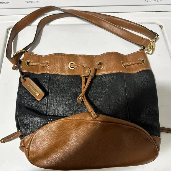 Tignanello 2 Tone Brown and Black Social Status Purse - Picture 1 of 6